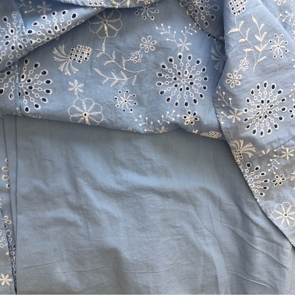 Ann Taylor Light Blue Floral Embroidered Midi Dress - Picture 5 of 12
